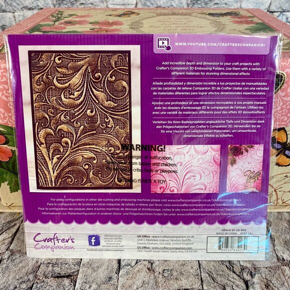 Crafters Companion 3D Embossing Folder 6" x 4" Regency Swirls Design Card Making - Picture 5 of 5
